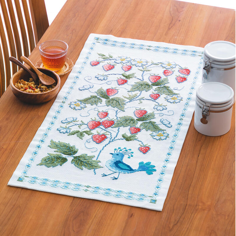 Olympusクロスステッチ刺繍キット 1203 「ワイルドストロベリーと鳥」 オリムパス オノエ・メグミ刺し..