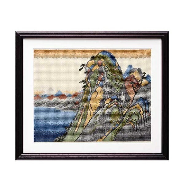 ●キット内容：刺繍糸、刺繍布、クロスステッチ針、図案付説明書●難易度：B(中〜上級者向け)●額W-31使用(別売)●額外径：縦41×横48.2cm、内径：縦36.6×横43.8cm、マット紙内径：縦29×横36.5cm●オリムパス刺繍布No.3000(ジャバクロス中目、ベージュ)使用●布目数：9カウント(1インチ≒2.54cmあたり9目、10cmあたり約35目)○安藤広重：1797年〜1858年。歌川豊広に入門。当初は人物、役者絵師として保永堂より刊行される。「東海道五十三次(保永堂版)」が大ベストセラーとなり、一躍人気絵師となる。生涯、30種以上に及ぶ東海道の絵をはじめ、名所絵を多く発表。花鳥画にも傑作が多い。クロスステッチ刺繍キット一覧へ シリーズ一覧へ