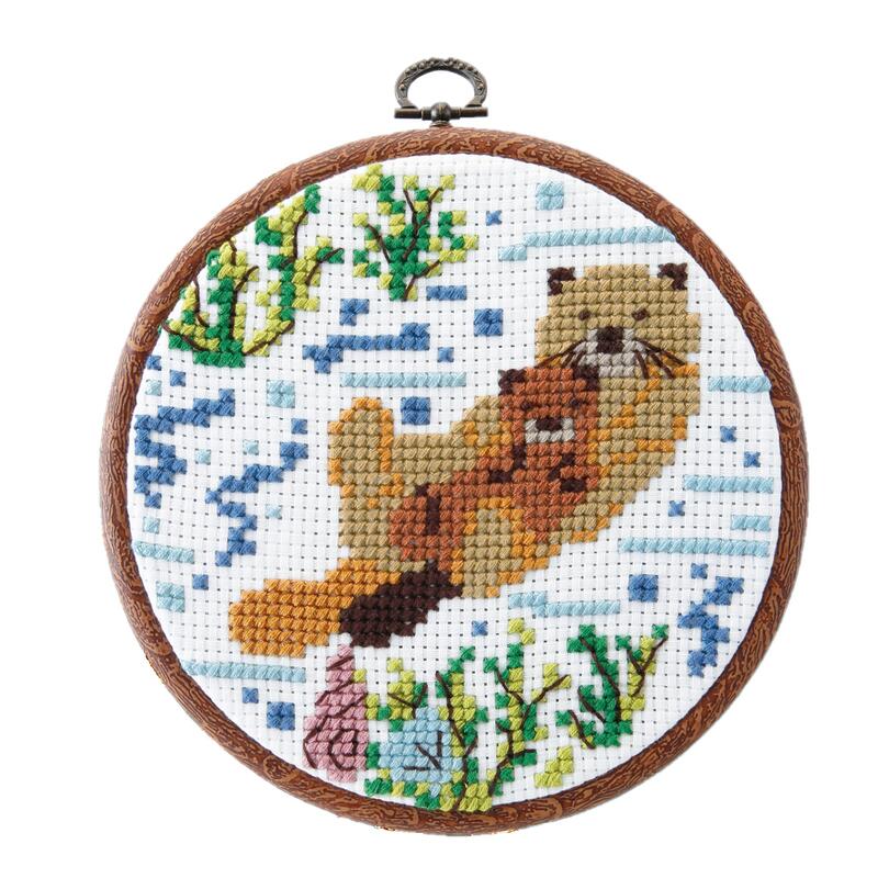 Rakuten - Olympusクロスステッチ刺繍キット 7531 「ラッコ」 なかよしな海洋生物 オリムパス 専用フープつき