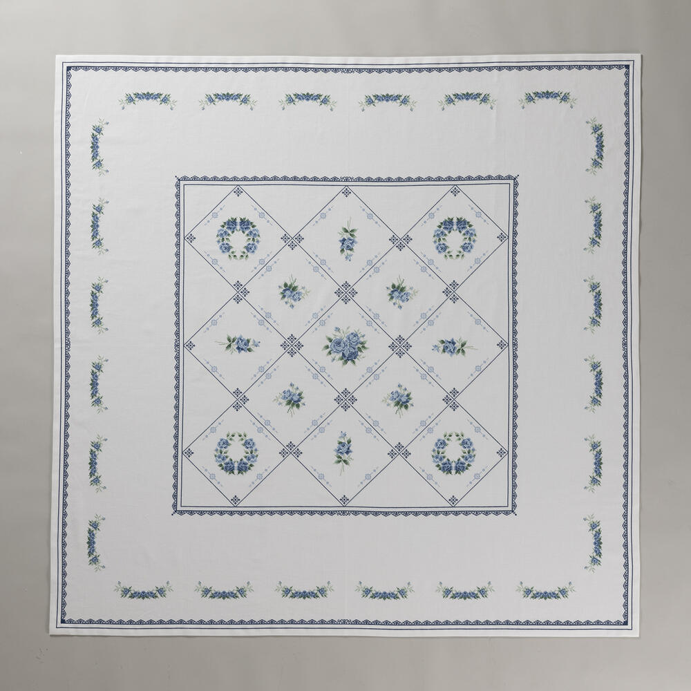 Olympusクロスステッチ刺繍キット1204 "ブルーローズモチーフのテーブルクロス" オリムパス