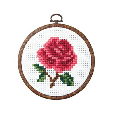 Olympusクロスステッチ刺繍キット 7355 「バラ」 らくらくクロス・ステッチ フラワー おしゃれフープ付 みんなでできちゃうシリーズ オリムパス
