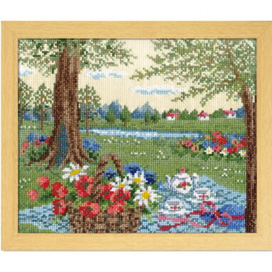 Olympusクロスステッチ刺繍キット 7427 「アリスの木陰のティータイム」 オノエ・メグミの物語からの花咲く風景 オリムパス 不思議の国のアリス Flower garden from a fairy taleのサムネイル