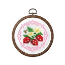 Olympusクロスステッチ刺繍キット 7443 「イチゴとレース」 おしゃれフープ フルーツ&フラワー第2弾 オリムパス