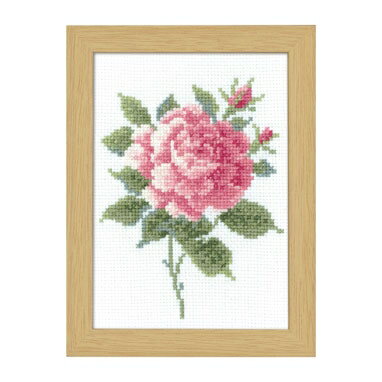 Olympusクロスステッチ刺繍キット 7511 「5月 ピンクローズ」 オリムパス 12ヶ月の花フレーム バラ