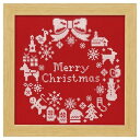 Olympusクロスステッチ刺繍キット X-100 「クリスマスリース(レッド)」 フレーム X'MAS Christmas 1