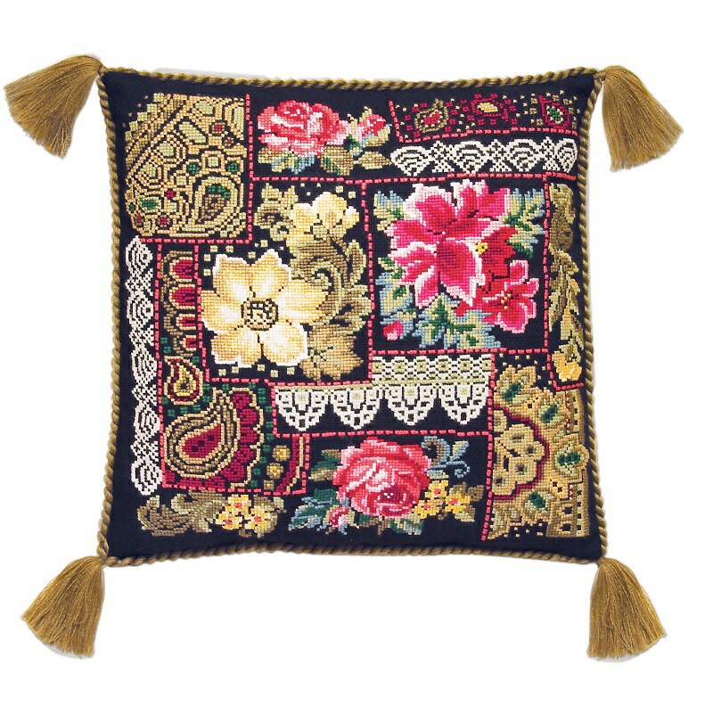 Rakuten - RIOLISクロスステッチ刺繍キット No.761 「Flower Composition」 Cushion (フラワーコンポジション クッション40cm角) 【海外取り寄せ/納期1〜2ヶ月程度】