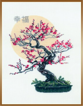 RIOLISクロスステッチ刺繍キット No.1036 「Bonsai Sakura Wish of Well Being」 (盆栽 桜 幸福) 【海外取り寄せ/納期30〜60日程度】