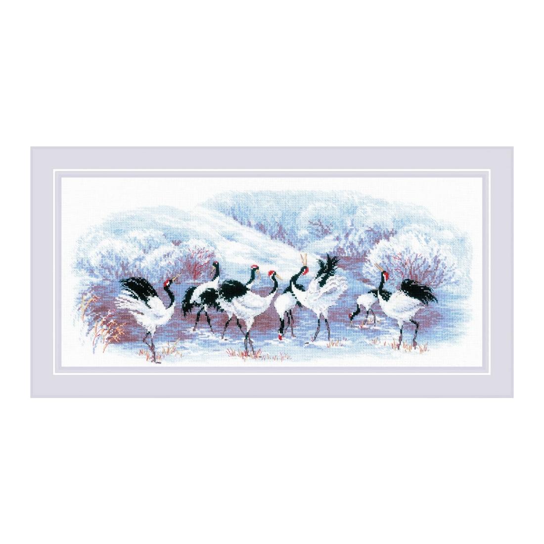 RIOLISクロスステッチ刺繍キット No.1806 「Japanese Cranes」 (日本の鶴) 