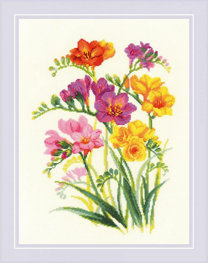 RIOLISクロスステッチ刺繍キット No.1821 「Fragrant Freesia」 (フレグラントフリ...