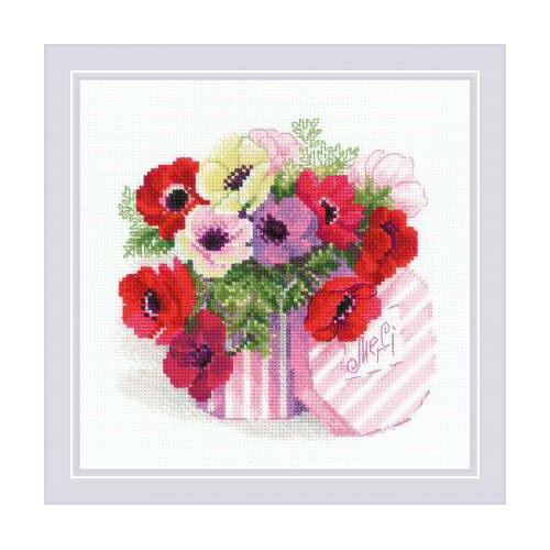 RIOLISクロスステッチ刺繍キット No.1824「Merci」 (メルシー ありがとう 花) 【海外取り寄せ/納期30〜..