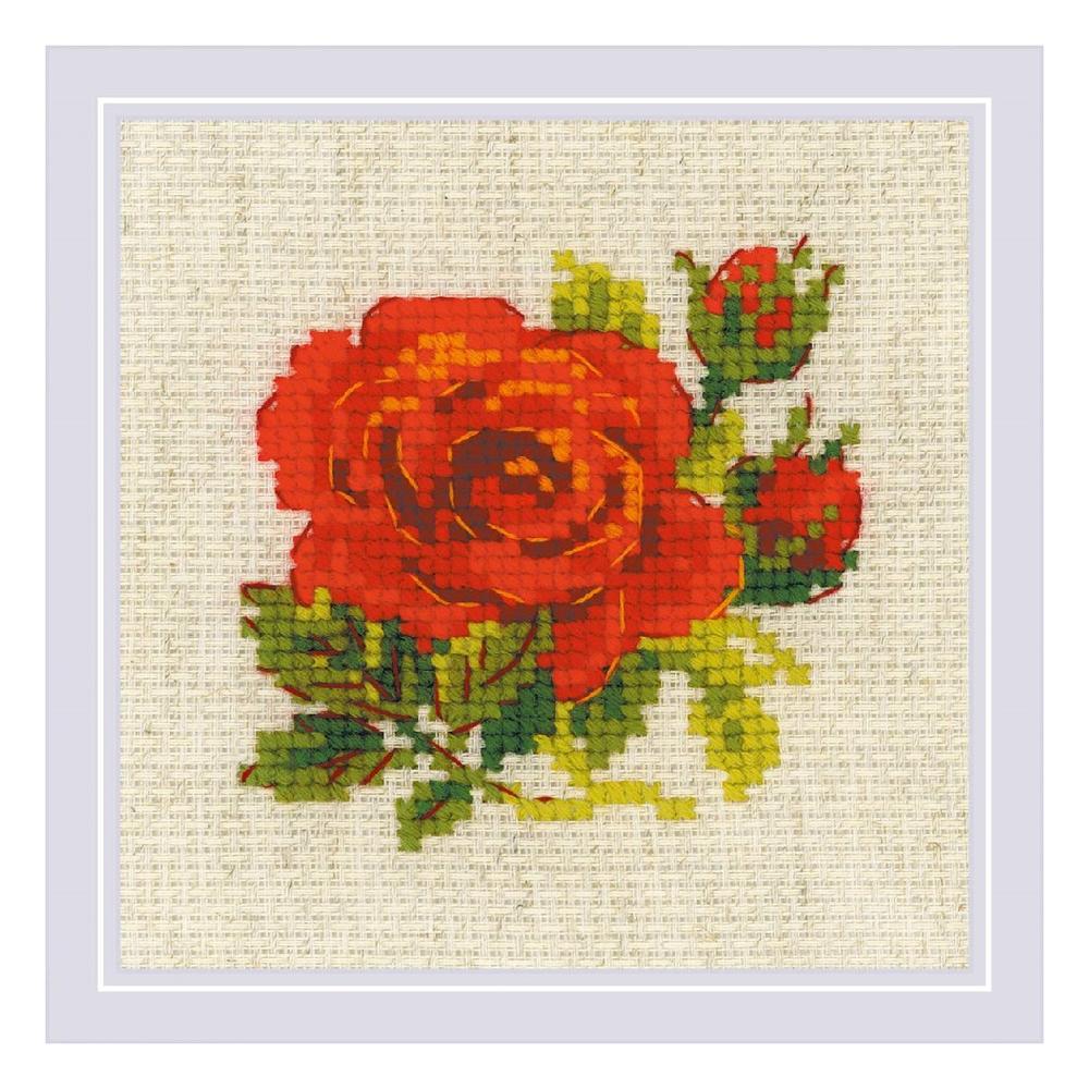 RIOLISクロスステッチ刺繍キット No.1843 「Red Rose」 (赤いバラ)