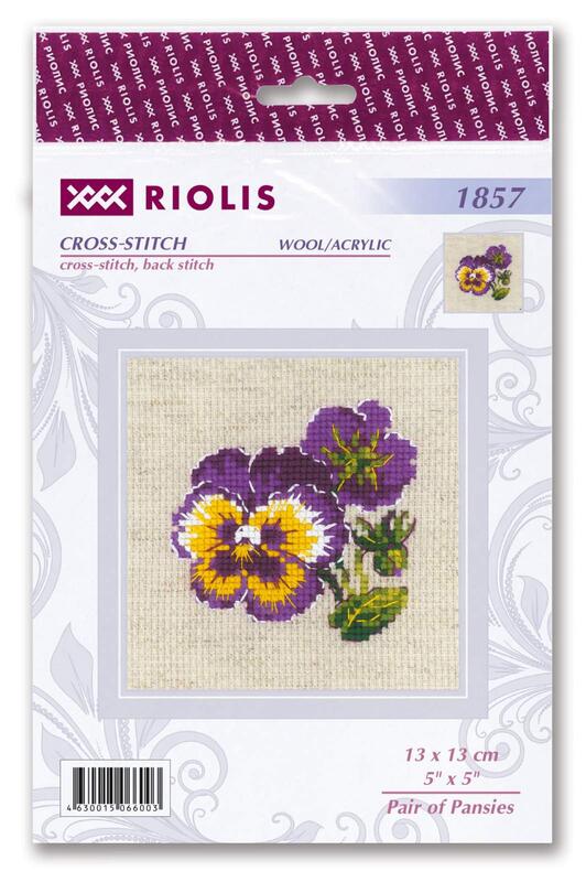 RIOLISクロスステッチ刺繍キット No.1857 「Pair of Pansies」 (二輪のパンジー)【...