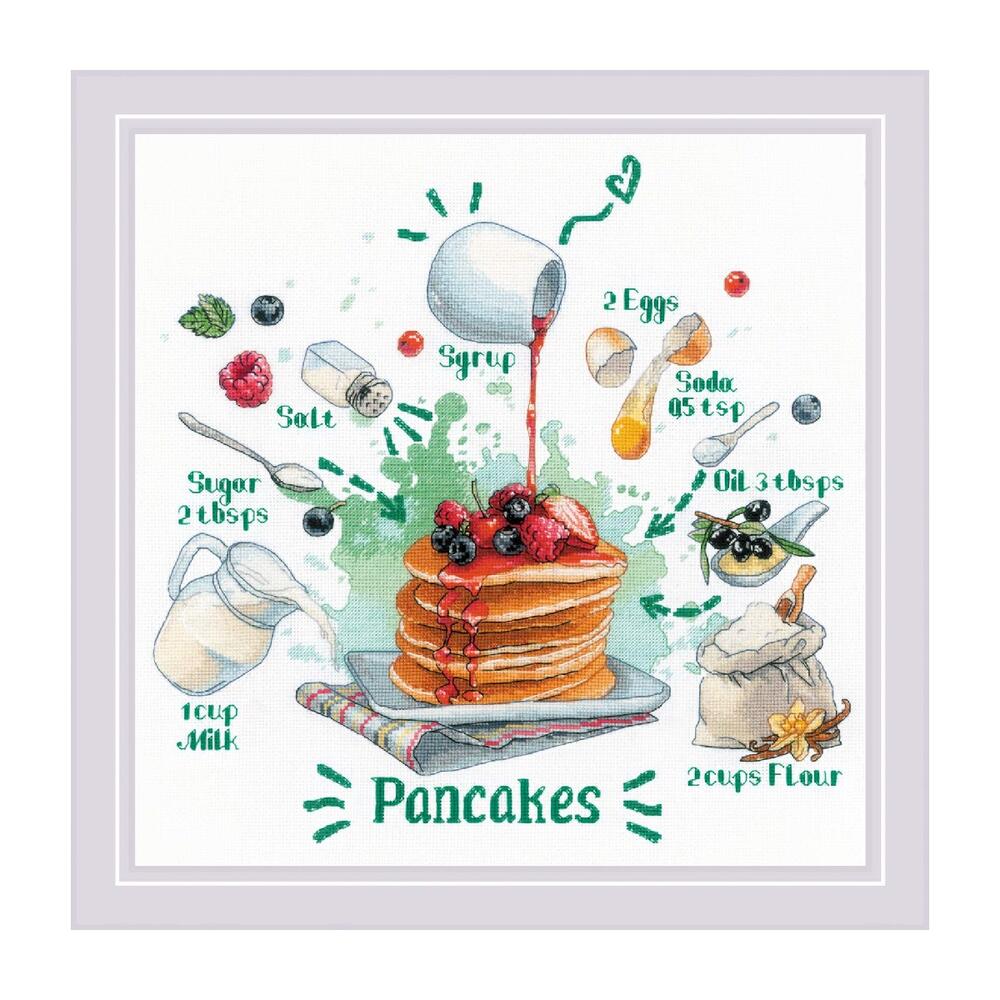 RIOLISクロスステッチ刺繍キット No.1919 "Recipe. Pancakes" (パンケーキのレシピ) 