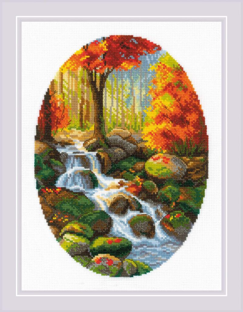 RIOLISクロスステッチ刺繍キット No.1978 "Autumn Foliage" (秋の紅葉) 【海外取り寄せ/納期30～60日程度】