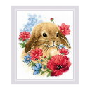 RIOLISクロスステッチ刺繍キット No.1986 "Bunny in Flowers" (花とうさぎ/卯年) 【海外取り寄せ/納期30~60日程度】