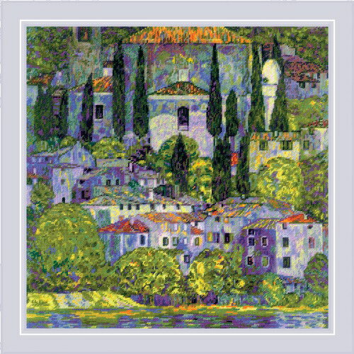 RIOLISクロスステッチ刺繍キット No.2338 "Landscape with Cypresses" after Gustav Klimt's Painting (キプロス島の景色 グスタフ・クリムト) 
