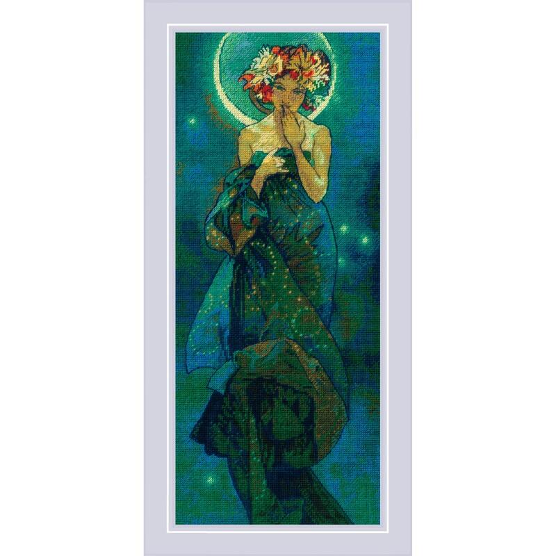 RIOLISクロスステッチ刺繍キット No.2340 "The Moon" after A. Mucha’s Artwork (ミュシャ) 【海外取り寄せ/納期30～60日程度】
