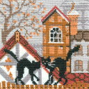 RIOLISクロスステッチ刺繍キット No.613 「City and Cats. Autumn」 (街の猫 秋 ネコ) 【海外取り寄せ/納期30〜60日程度】