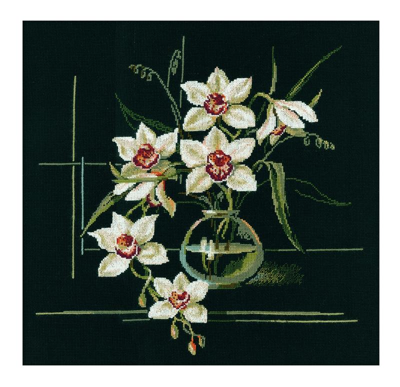 Rakuten - RIOLISクロスステッチ刺繍キット No.941 「White Orchids」(白いオーキッド) 【海外取り寄せ/納期30〜60日程度】