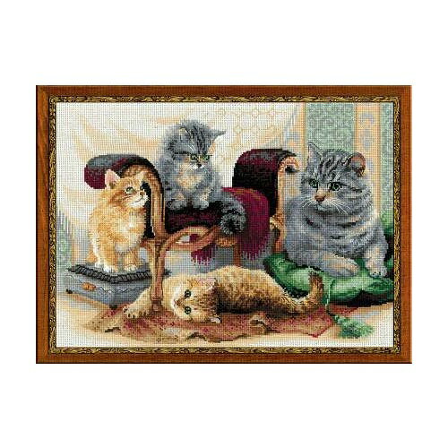 RIOLISクロスステッチ刺繍キット No.1327 「Feline Family」 (猫の家族 ネコ) 【海外取り寄せ/納期30〜..