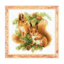 RIOLISクロスステッチ刺繍キット No.1491 「Squirrels」 (栗鼠 リス) 【海外取り寄せ/納期30〜60日程度】