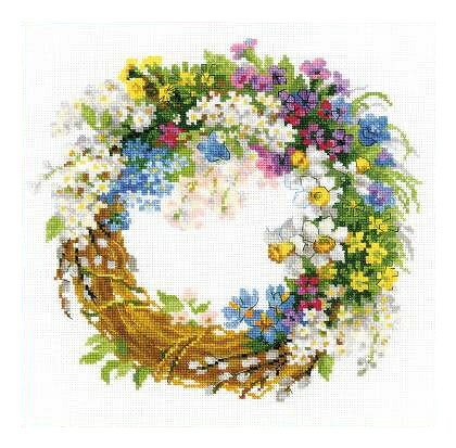 Rakuten - RIOLISクロスステッチ刺繍キット No.1536 「Wreath with Bird Cherry」 (バードチェリーのリース) 【海外取り寄せ/納期30〜60日程度】