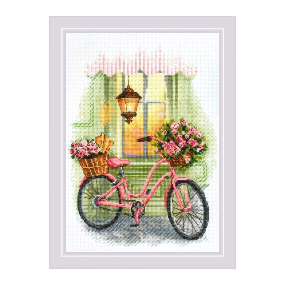RIOLISクロスステッチ刺繍キット No.2089 "A Floral Trip" (花の旅 自転車) 【海外取り寄せ/納期30～60..