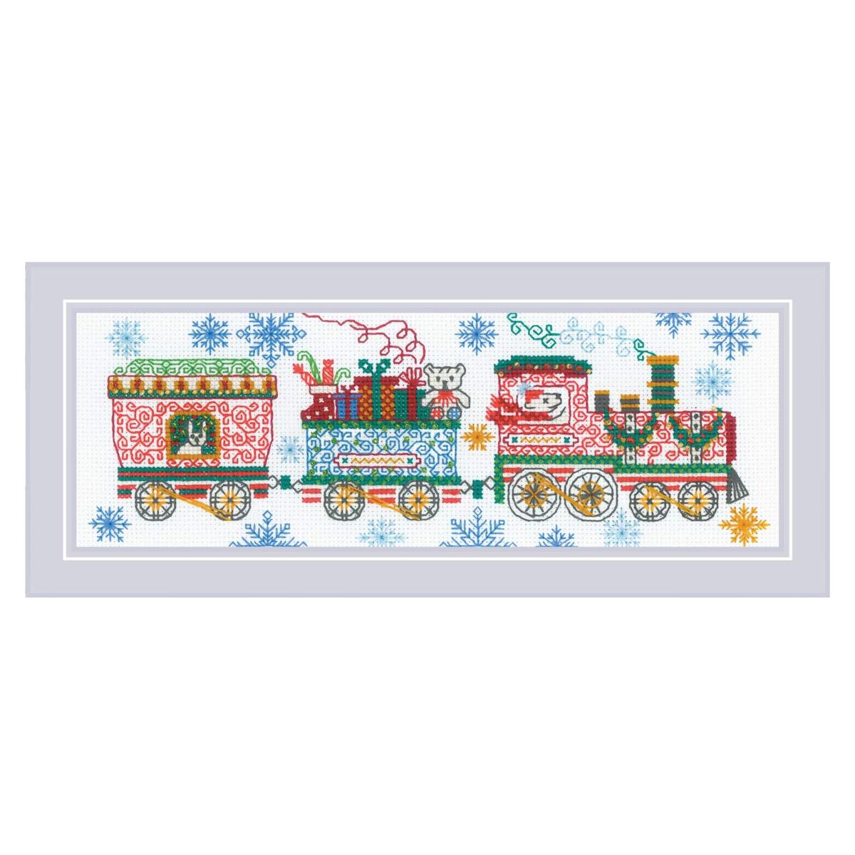 RIOLISクロスステッチ刺繍キット No.2156 "Holiday Train" (ホリデイ・トレイン クリスマス列車) 【海外取り寄せ/納期30～60日程度】