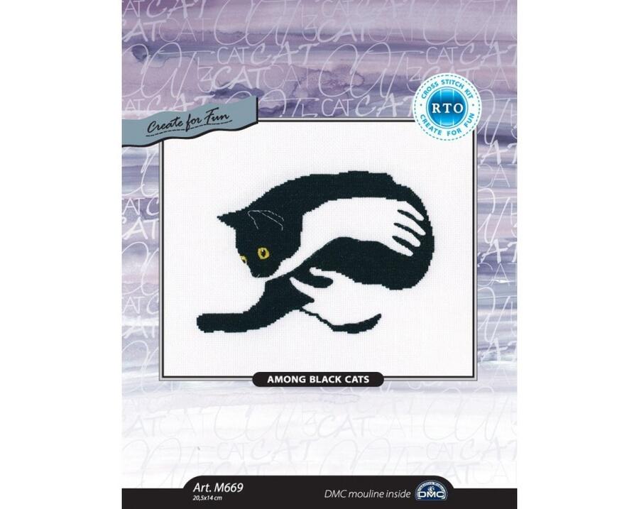 RTO クロスステッチ刺繍キット M669 「Among black cats」 (黒ネコ) 【海外取り寄...