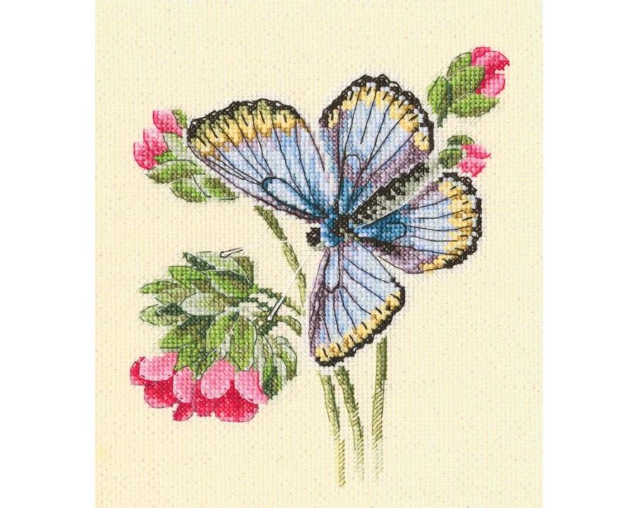 RTO クロスステッチ刺繍キット M749 「Butterfly on the dainty flower」 (花と蝶) 