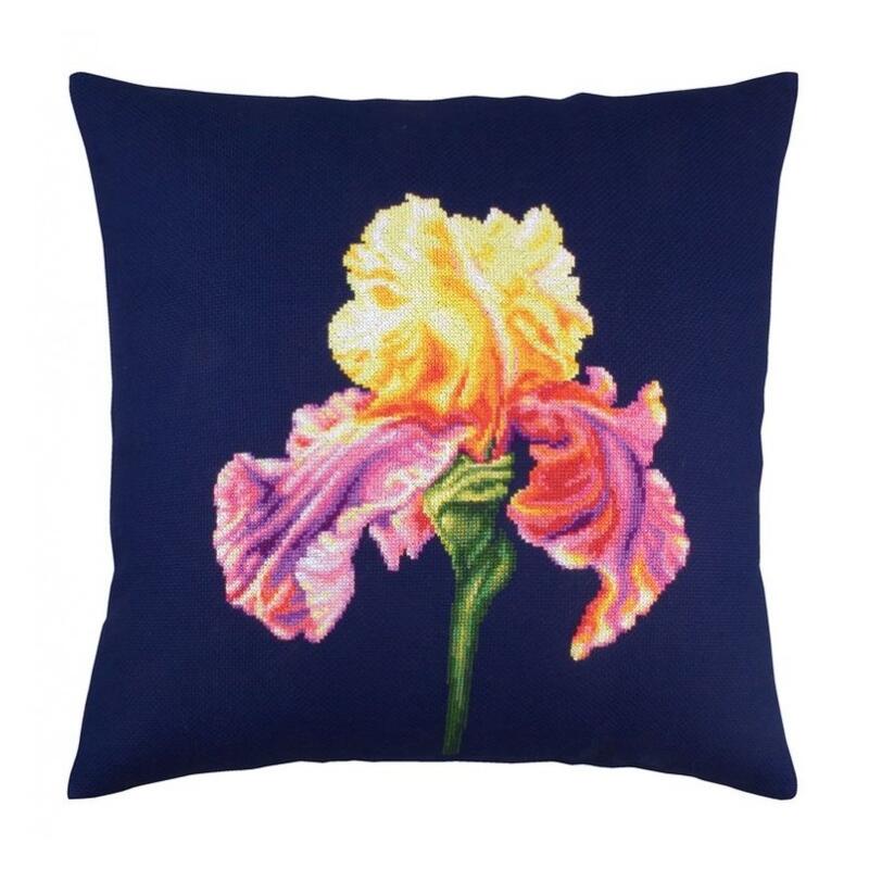 RTO クロスステッチ刺繍キット CU025 「Proud iris」 (アイリス 花) クッション40cm角 【海外取り寄せ/..