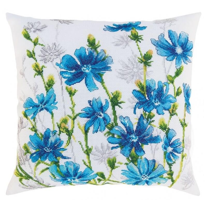 Rakuten - RTO クロスステッチ刺繍キット CU059 「Chicory blossoms」 (チコリーの花) クッション40cm角 【海外取り寄せ/通常納期40〜80日程度】