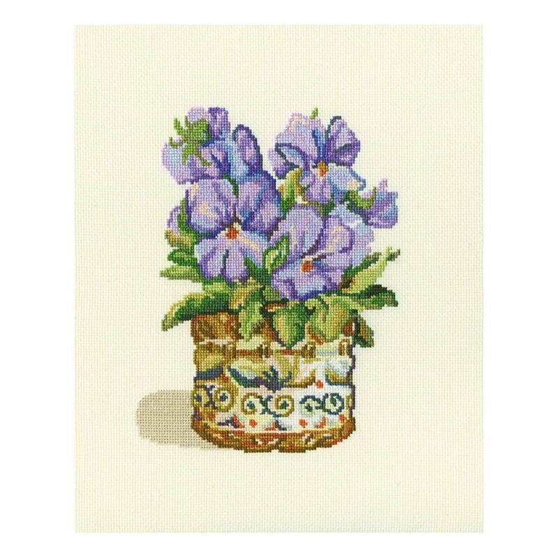 Embroidery - RTO クロスステッチ刺繍キット C190 「Purple violets」 (紫のスミレ 花) 【海外取り寄せ/通常納期40〜80日程度】