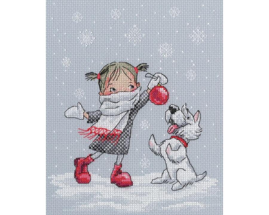 RTO クロスステッチ刺繍キット M652 「Dancing with snowflakes」 (雪の中のダンス クリスマス) 
