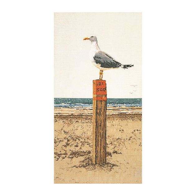 Thea Gouverneur クロスステッチ刺繍キット No.1062L 「Seagull」 布:リネン (カモメ シーガル 鳥) オランダ テア・グーヴェルヌール 【取り寄せ/納期40〜80日程度】