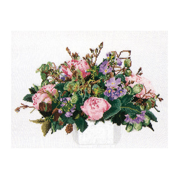Thea Gouverneur クロスステッチ刺繍キットNo.1080 「Peonies」(ボタン 牡丹 花) オランダ テア・グーヴェルヌール 【取り寄せ/納期40〜80日程度】