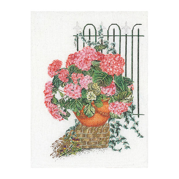 Rakuten - Thea Gouverneur クロスステッチ刺繍キット No.2036L 「Pink Hydrangea」 布:リネン (ピンクのアジサイ 紫陽花 あじさい 花) オランダ テア・グーヴェルヌール 【取り寄せ/納期40〜80日程度】