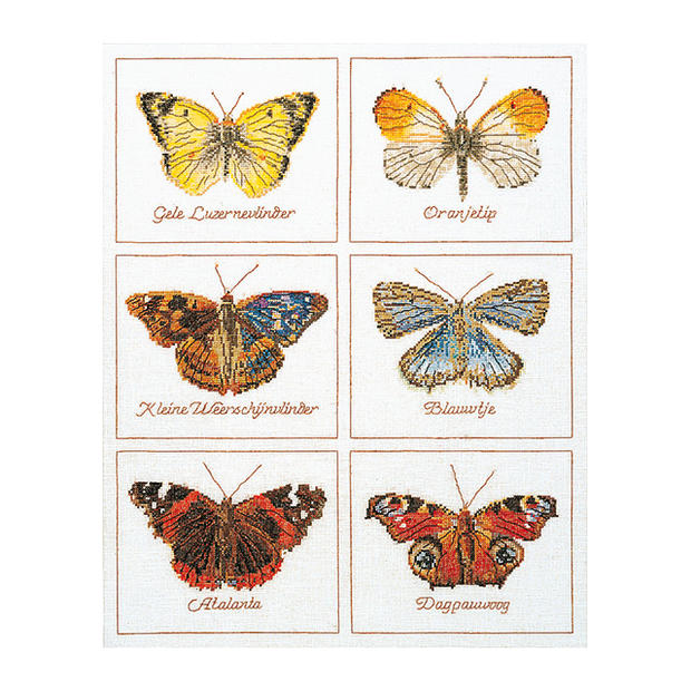 Rakuten - Thea Gouverneur クロスステッチ刺繍キット No.2037L 「Butterflies」 布:リネン (蝶) オランダ テア・グーヴェルヌール 【取り寄せ/納期40〜80日程度】