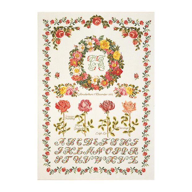 Thea Gouverneur クロスステッチ刺繍キットNo.2043 「Rose Sampler」(ローズ・サンプラー バラのサンプラー 花) オランダ テア・グーヴェルヌール 【取り寄せ/納期40〜80日程度】