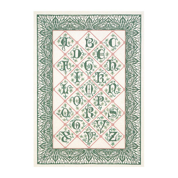Thea Gouverneur クロスステッチ刺繍キットNo.2050A 「Bordered Alphabet」 布:綿アイーダ (アルファベット・サンプラー) オランダ テア・グーヴェルヌール 【取り寄せ/納期40〜80日程度】