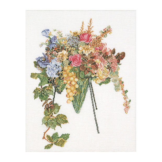 Rakuten - Thea Gouverneur クロスステッチ刺繍キット No.2051L 「Floral Cascade」 布:リネン (花のキャスケード) オランダ テア・グーヴェルヌール 【取り寄せ/納期40〜80日程度】
