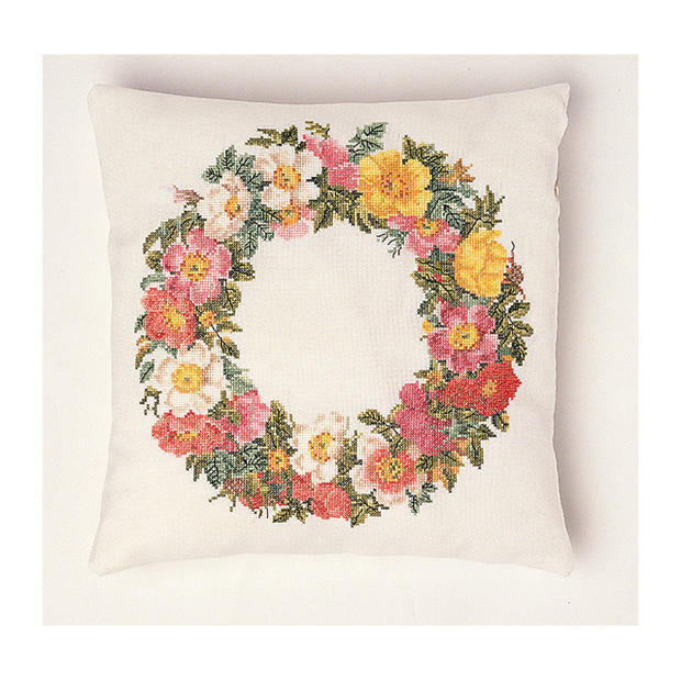 Rakuten - Thea Gouverneur クロスステッチ刺繍キットNo.2073 「roses wreath - cushion」(ローズ・リース・クッション バラのリースのクッション 花) オランダ テア・グーヴェルヌール 【取り寄せ/納期40〜80日程度】