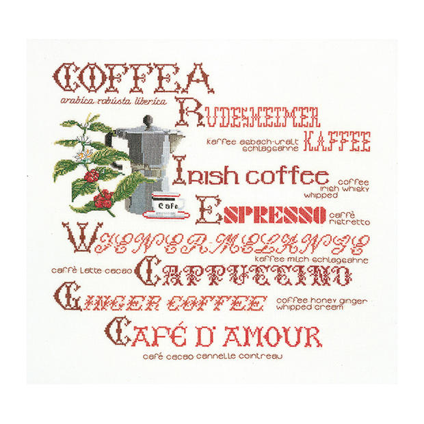 Rakuten - Thea Gouverneur クロスステッチ刺繍キットNo.3011 「Coffee Sampler」(コーヒー・サンプラー) オランダ テア・グーヴェルヌール 【取り寄せ/納期40〜80日程度】