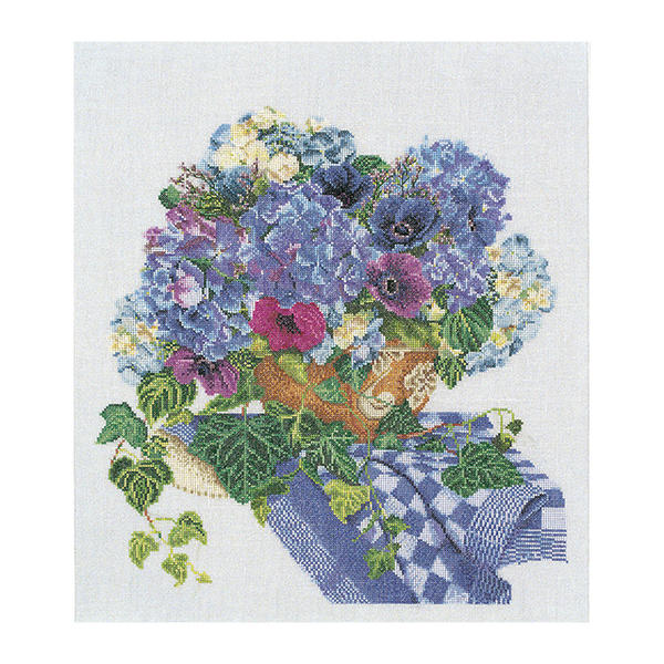 Rakuten - Thea Gouverneur クロスステッチ刺繍キットNo.3025 「Hydrangea-Anemone」(紫陽花とアネモネ アジサイ あじさい 花) オランダ テア・グーヴェルヌール 【取り寄せ/納期40〜80日程度】