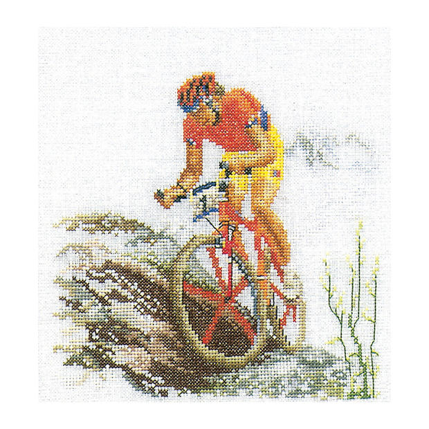 Thea Gouverneur クロスステッチ刺繍キット No.3035A 「Mountainbike」(布:綿アイーダ/マウンテンバイ..