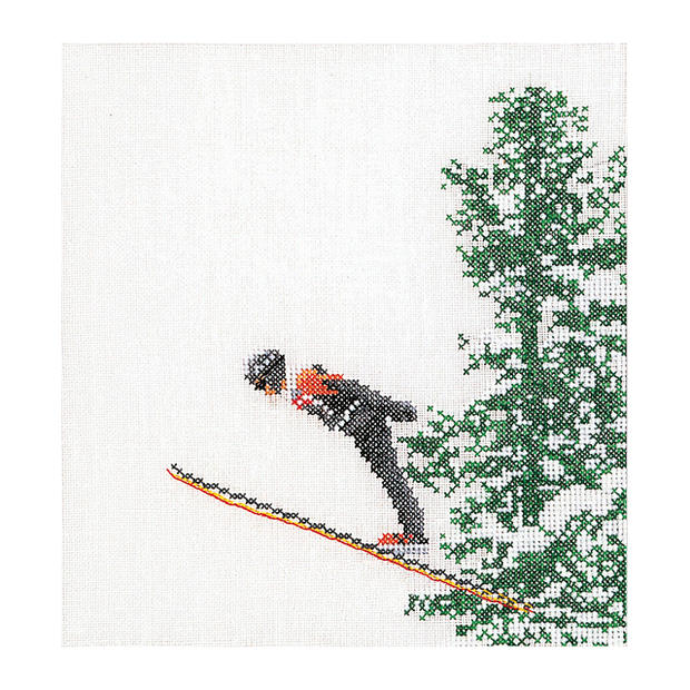 Thea Gouverneur クロスステッチ刺繍キットNo.3039 「Skiing」(スキー ジャンプ スポーツ) オランダ テ..
