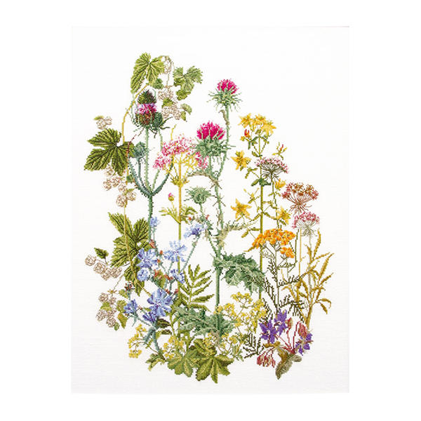 Thea Gouverneur クロスステッチ刺繍キット No.424 「Herb Panel」(ハーブのパネル 花) オランダ テア..
