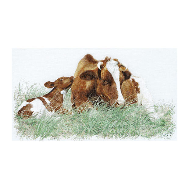 Embroidery - Thea Gouverneur クロスステッチ刺繍キットNo.449A 「Red Cow」(布:綿アイーダ/牛) オランダ テア・グーヴェルヌール 【取り寄せ/納期40〜80日程度】