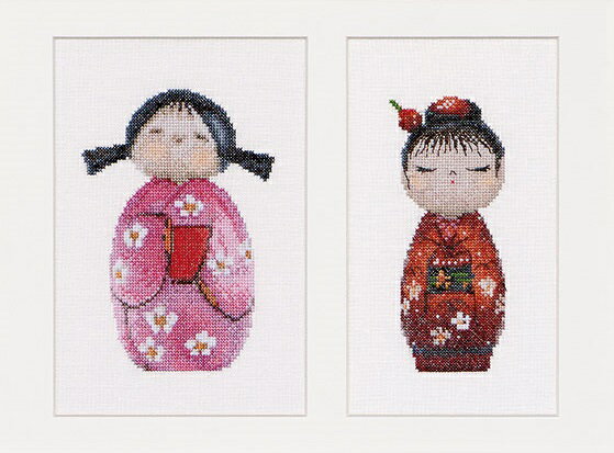 乐天商城 - Thea Gouverneur クロスステッチ刺繍キットNo.547 「Kokeshi Dolls」(こけし コケシ) オランダ テア・グーヴェルヌール 【取り寄せ/納期40〜80日程度】