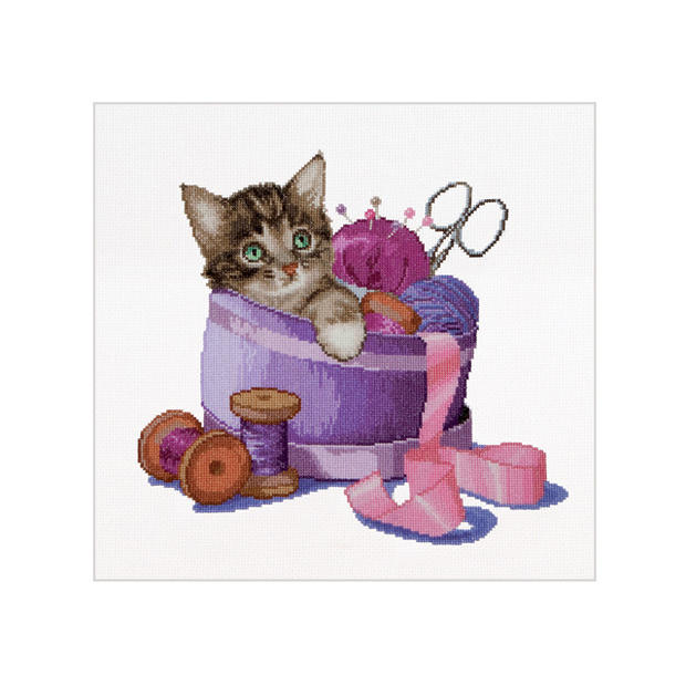 Rakuten - Thea Gouverneur クロスステッチ刺繍キット No.736 「Sewing basket kitten」(猫) オランダ テア・グーヴェルヌール 【取り寄せ/納期40〜80日程度】